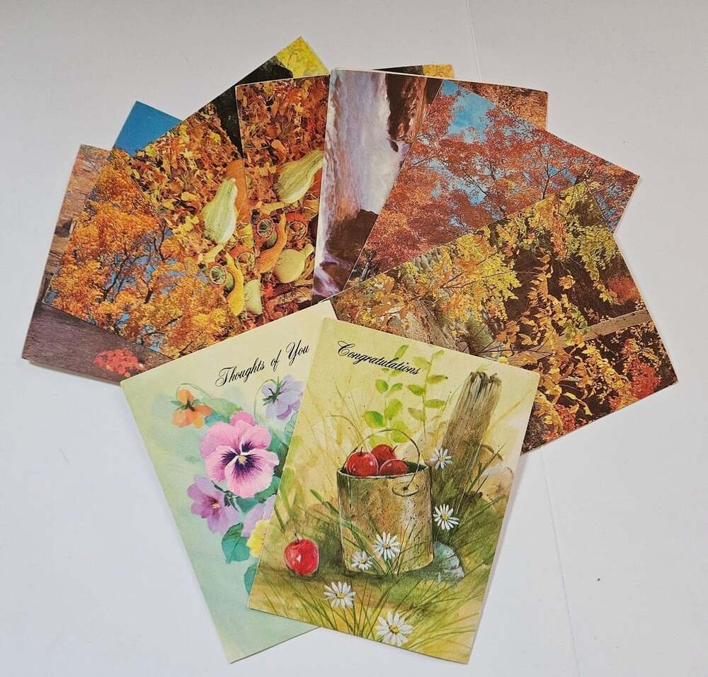 Lot 9 1980s Vintage Greeting Cards A Heartland Autumn Splendor Spring Unused